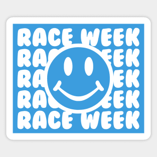 Race Week Smiley Face Design Sticker